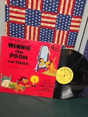 **Disney Red Winnie the Pooh and Tigger Vinyl Record Album**